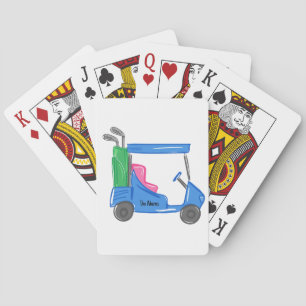 Preppy Blue Personalized Golf Cart Playing Cards