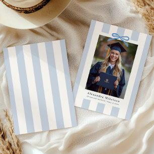 Preppy Blue Photo Graduation Announcement