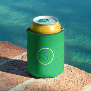Preppy Blue Pickleball Green Initial Can Cooler