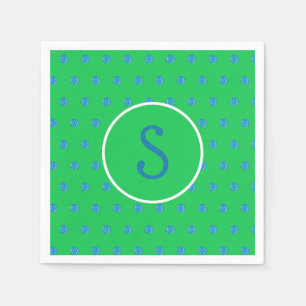 Preppy Blue Pickleball Green Initial Napkin