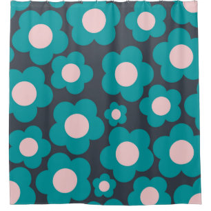 Preppy Blue Pink Hippie Flower Pattern