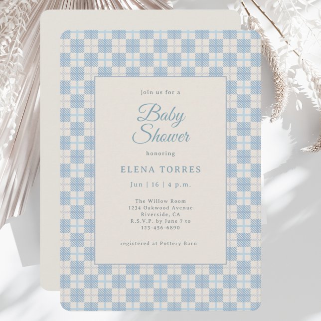 Preppy Blue Plaid Baby Shower Invitation (Creator Uploaded)