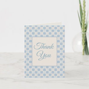 Preppy Blue Plaid Baby Shower Thank You  Card