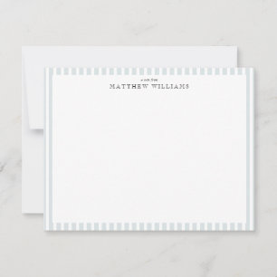 Preppy Blue Stripe Border Note Card