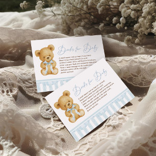 Preppy Blue Teddy Bear Books for Baby Boy Enclosure Card