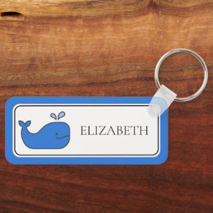 Preppy Blue Whale Personalized Keychain