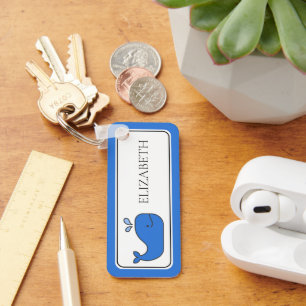 Preppy Blue Whale Personalized Keychain