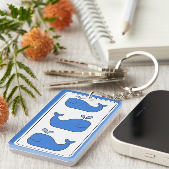 Preppy Blue Whale Personalized Keychain (Front Right)