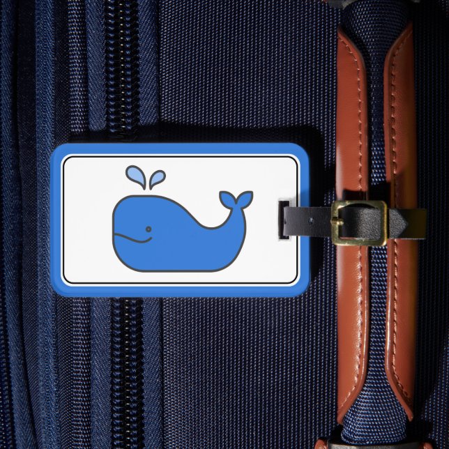 Preppy Blue Whale Personalized Luggage Tag (Front Insitu 4)