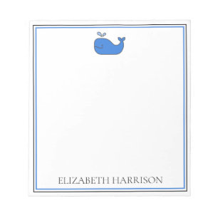 Preppy Blue Whale Personalized Notepad