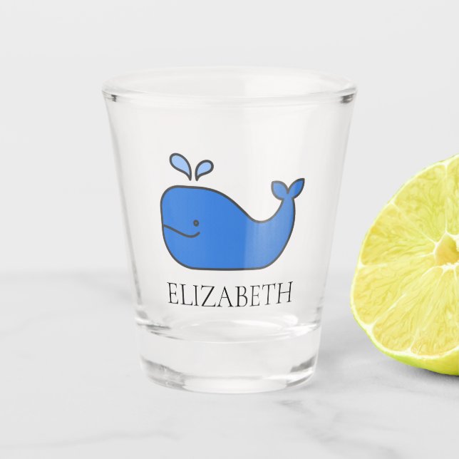 Preppy Blue Whale Personalized Shot Glass (Front)