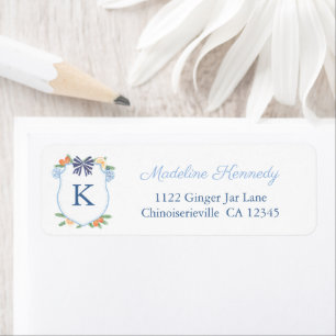 Preppy Blue White Holidays Monogramme Adresse de r
