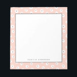 Preppy Blush Floral Dots Pattern Personalized Notepad<br><div class="desc">Customizable blush pink floral notepad. It features a preppy floral pattern. Personalize by adding names and other details This pink floral notepad is perfect as a gift.</div>