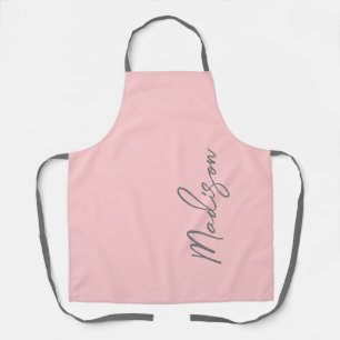Preppy Blush Pink Handwritten Script Monogrammed Apron