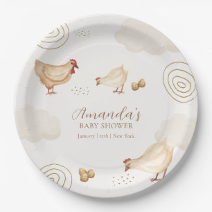 Preppy Boho Little Chick Hatching Soon Baby Shower Paper Plate