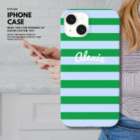 Preppy Bold Retro Stripe Pink Green Personalized