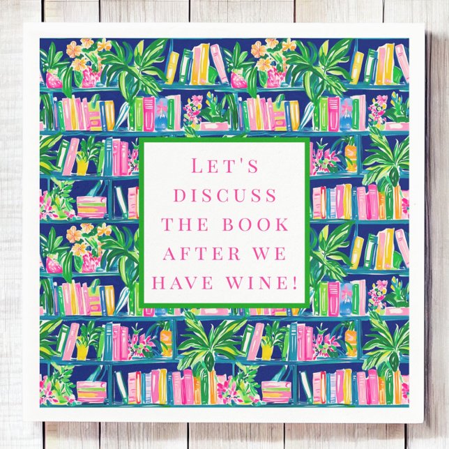 Preppy Book Club Funny Wine Navy Napkin (Creator Uploaded)