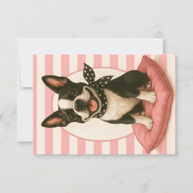 Preppy Boston Terrier Invitation (Front)