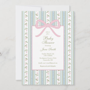 Preppy Bow Baby Shower Invitation Floral
