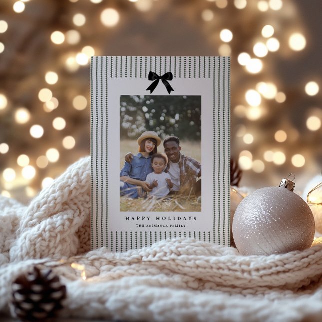 Preppy Bow Photo Holiday Card (Creator Uploaded)