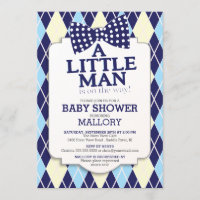 Preppy Bow Tie Argyle Little Man Boys Baby Shower
