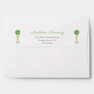 Preppy Boxwood Yellow Bow Spring Return Address Envelope