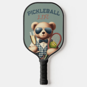 Preppy Boy Teddy Bear Champagne Pickleball Paddle