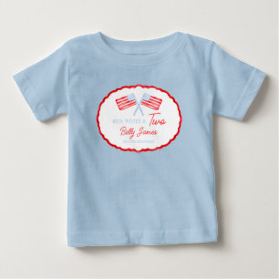 Preppy Boys Red White & Two Patriotic Birthday Baby T-Shirt