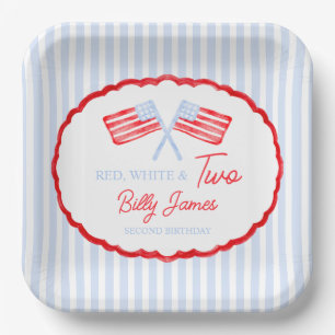 Preppy Boys Red White & Two Patriotic Birthday Paper Plate