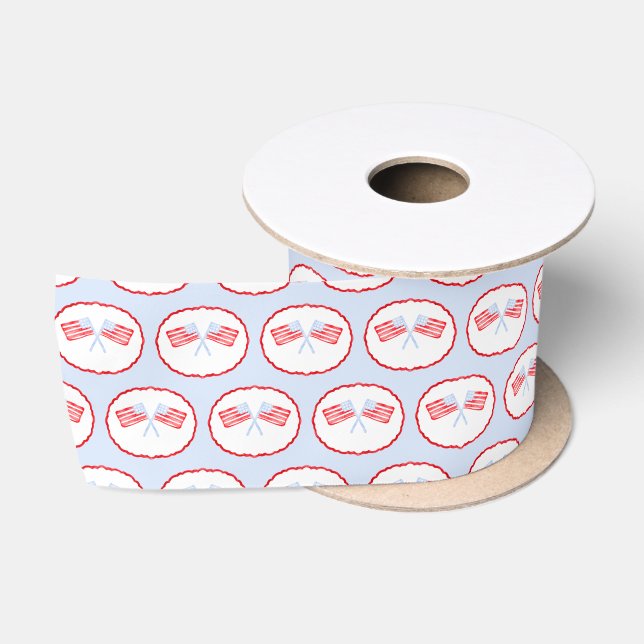 Preppy Boys Red White & Two Patriotic Birthday Satin Ribbon (Spool)