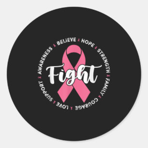 Preppy Breast Cancer Fight Support Hope Strength P Classic Round Sticker