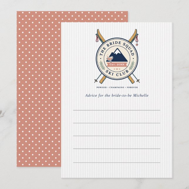 Preppy Bride Squad Ski Club Advice Card (Front/Back)