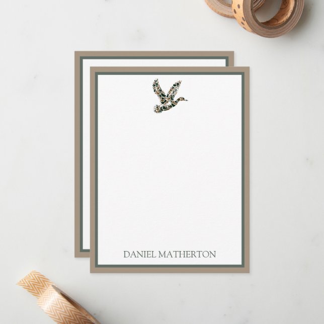 Preppy Camouflage Mallard Duck Card (Front/Back In Situ)