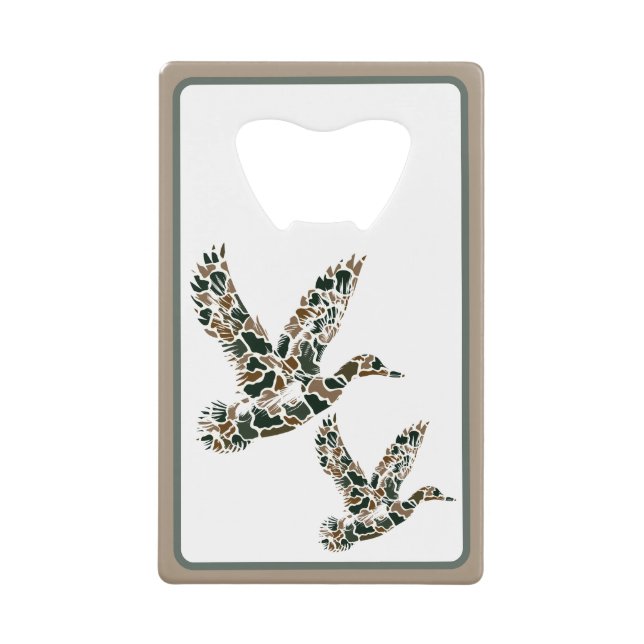 Preppy Camouflage Mallard Ducks Credit Card Bottle Opener (Front)