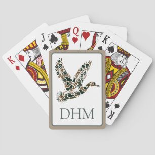 Preppy Camouflage Mallard Ducks Monogram Playing Cards