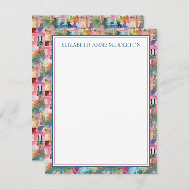 Preppy Charleston Houses Personalized Enclosure Card (Front/Back)