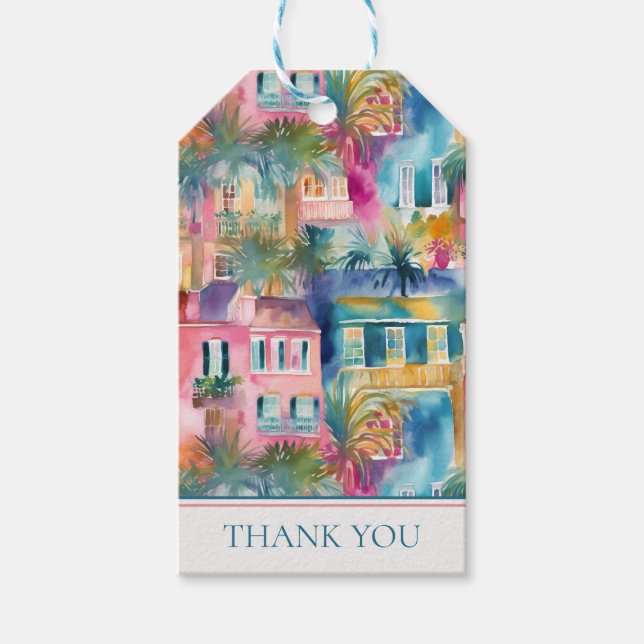 Preppy Charleston Houses Personalized Gift Tags (Front)