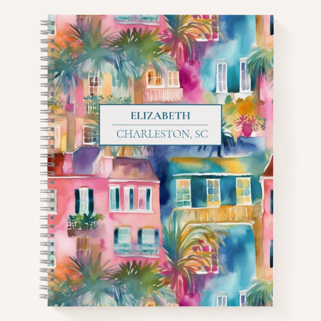 Preppy Charleston Houses Personalized Journal (Front)