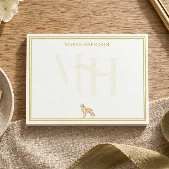 Preppy Chartreuse Monogram Golden Retriever Post-it Notes (Preppy Chartreuse Monogram Golden Retriever Post-it Notes)