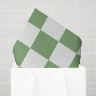 Preppy Checkerboard Green White Mod Retro Tissue Paper