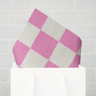 Preppy Checkerboard Pink White Mod Retro Tissue Paper