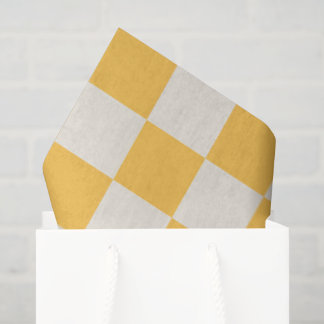 Preppy Checkerboard Yellow White Mod Retro Tissue Paper