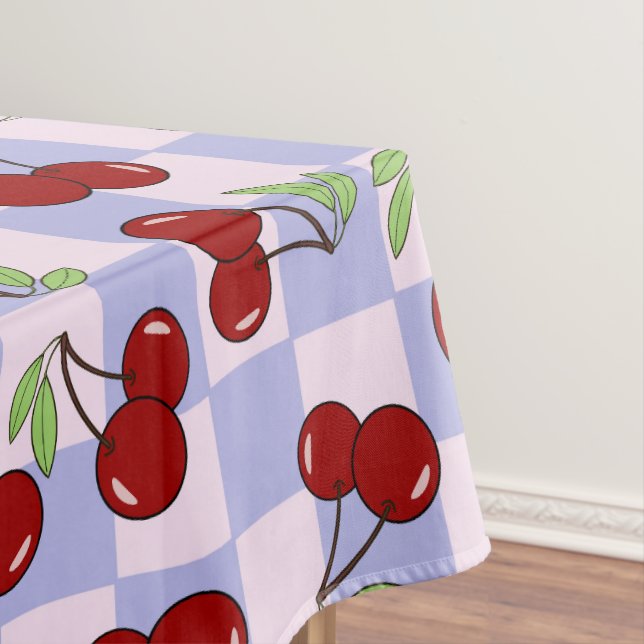 Preppy Cherry chequerboard pattern Tablecloth (In Situ)