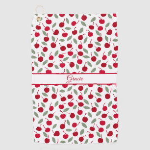 Preppy Cherry Fruit Pattern Golf Towel
