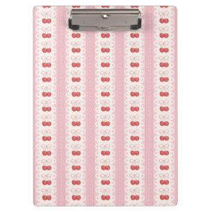 Preppy Cherry Stripes - Pink and Off White Clipboard