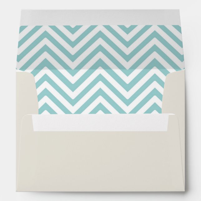 Preppy Chevron Stripe Modern Monogrammed Name Envelope (Back (Bottom))
