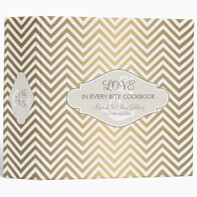 Preppy Chevron Stripe Modern Nautical Anchor Binder (Front/Spine)