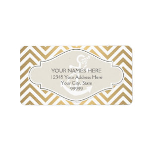 Preppy Chevron Stripe Modern Nautical Anchor Label