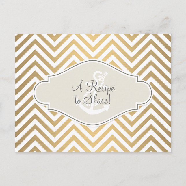 Preppy Chevron Stripe Modern Nautical Anchor Postcard (Front)