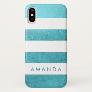 Preppy chic BLUE GLITTER Striped personalized Case-Mate iPhone Case
